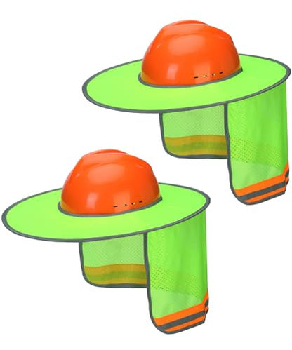 UNCO- Hard Hat Sun Shield, 2 Pack, Green, Full & Standard Brim Mesh Sunshade High Visibility Reflective, Hard Hat Accessories - color: Green, size: 2 Pack