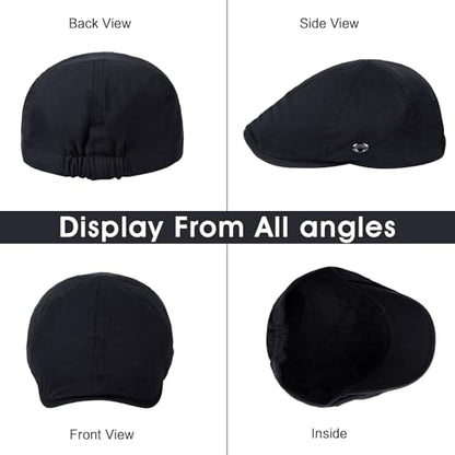 Newsboy Cap for Men Adjustable 6 Panel Flat Hat - color: M1#-black