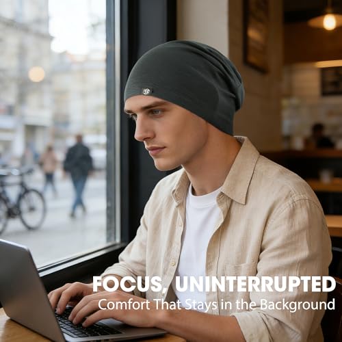 WTACTFUL 3-Pack Soft Viscose Slouchy Beanie Skull Cap for Men and Women - color: Black+gray+brown