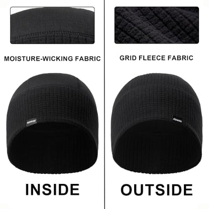 2-Pack Running Skull Cap Cycling Helmet Liner for Men Thermal Beanie Hat - color: Black+light Purple