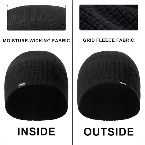 2-Pack Running Skull Cap Cycling Helmet Liner for Men Thermal Beanie Hat - color: Black+army Green