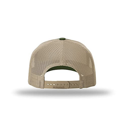 Richardson 112FP & 112PFP Classic Fit Five-Panel Snapback Trucker Cap |OSFM - color: Army Olive/Tan