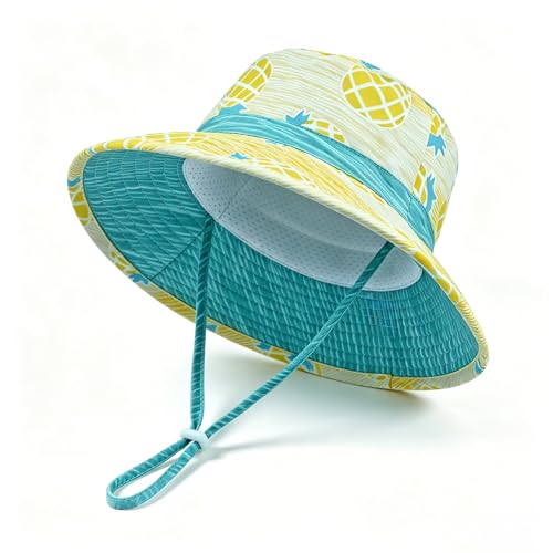 jerague Baby Toddler Kids Sun Hat for Boys Girls Print Adjustable Summer Bucket Cap UPF 50+ Protective - color: Pineapple, size: 1-3T