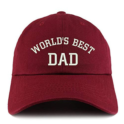 Trendy Apparel Shop World's Best Dad 단색 조절 가능한 비정형 아빠 모자 - color: Wine