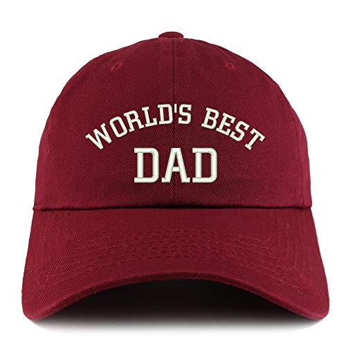 Trendy Apparel Shop World's Best Dad 단색 조절 가능한 비정형 아빠 모자 - color: Wine