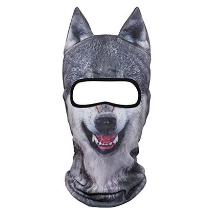 WTACTFUL 3D Animal Ears Balaclava, Breathable Face Mask for Halloween - color: Gray Coyote Meb-10