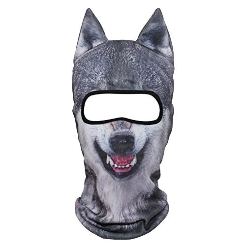 WTACTFUL 3D Animal Ears Balaclava, Breathable Face Mask for Halloween - color: Gray Coyote Meb-10