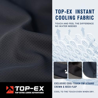 TOP-EX UPF 50+ Cooling Wide Brim Sun Hat for Men with Neck Flap, Packable - color: Dark Grey, size: Large-X-Large