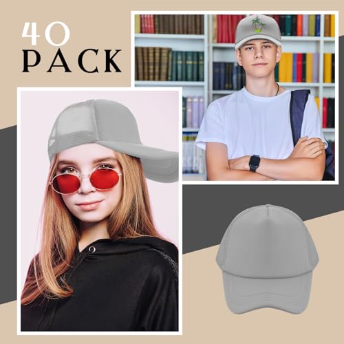 Hercicy 40 Pack Blank Trucker Hat Bulk - color: Grey