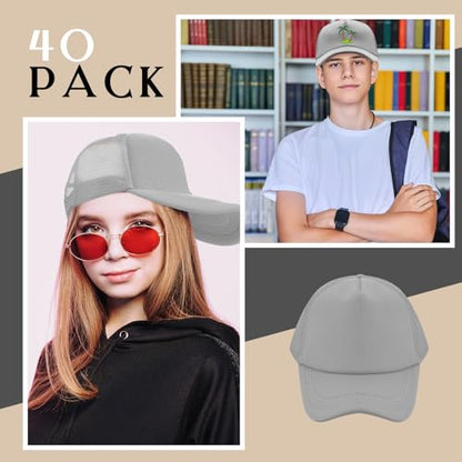 Hercicy 40 Pack Blank Trucker Hat Bulk - color: Grey