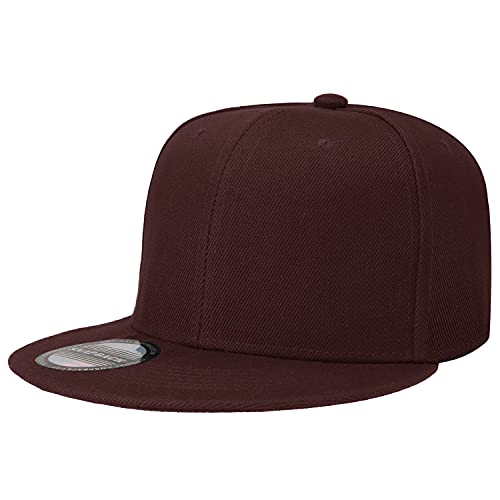 Classic Snapback Hat Cap Hip Hop Style Flat Bill Blank Solid Color Adjustable Size - color: 1pc Brown