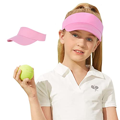 Century Star Kids Visor Sun Hat | UPF 50+ Adjustable Sports Cap for Girls & Boys | High Ponytail Tennis Golf Beach Running - color: Pink, size: 6-12 Years