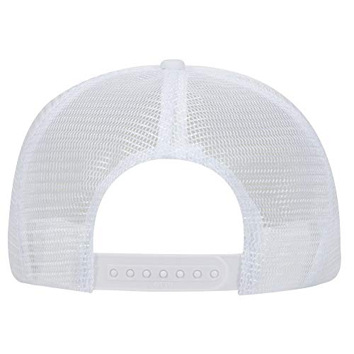 OTTO SNAP Round Flat Visor High Crown Mesh Back 5 Panel Trucker Snapback - color: White