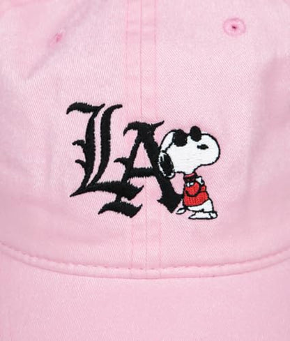 Riot Society Mens Embroidered Adjustable Dad Hat - color: Peanuts Snoopy La Chill Embroidered (Pink)