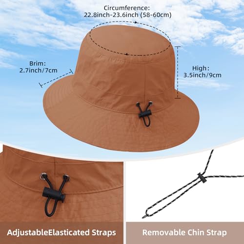 Durio Waterproof Bucket Hats for Woman UPF 50+ Sun Hat - color: Brick Red