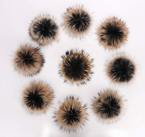 Women's Winter Double Layer Slouchy Beanie with Genuine Raccoon Fur Pom Pom - color: Black Yellow Pom 3