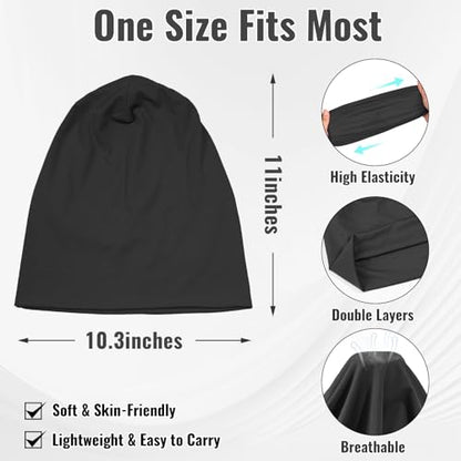 Qearl 3 PCS Slouchy Beanie, Cooling Skull Caps Cycling Sport Caps for Men
