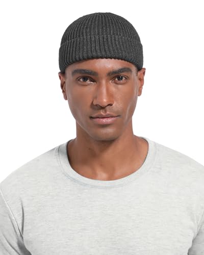 Short Fisherman Beanie for Men Women Wool Fleece Lined Winter Hat - color: 1pcs-dark Gray
