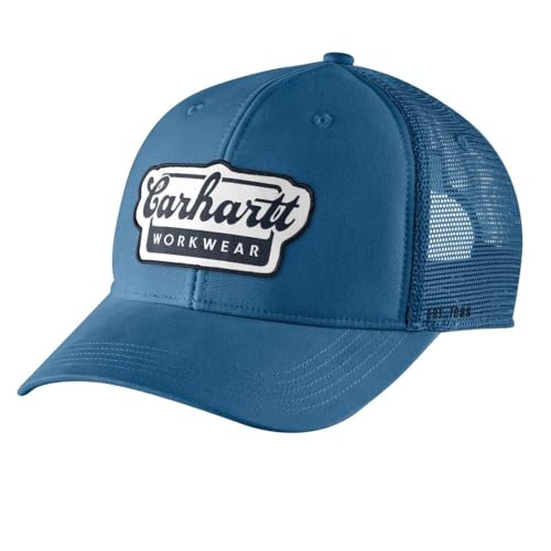 Carhartt Men's Rugged Flex Twill Mesh-Back Script Patch Cap - color: Dark Horizon Blue