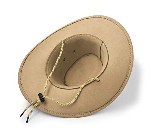 Cowboy Hat, Sun Hat Faux Felt Leather Suede Travel Cap Western Hat Outdoor Sun Protect - color: Beige