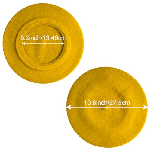choyaxo French Beret Hats Solid Classic Beret Hats for Women Girls - color: Yellow