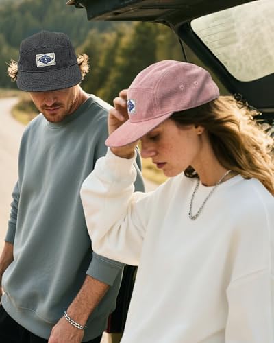 Croogo 5 Panel Hat Flat Brim Baseball Cap for Men Women Vintage Streetwear - color: 5p02-pink