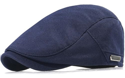 Newsboy Hats for Men Flat Cap Adjustable Irish Cabbie Ivy Driving Hunting Hat - color: Navy