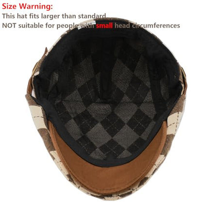 Women's Berets: Black Houndstooth Red Beret Hats for Women Fall Winter Fashion Outfit - color: Advance-checkered-brown