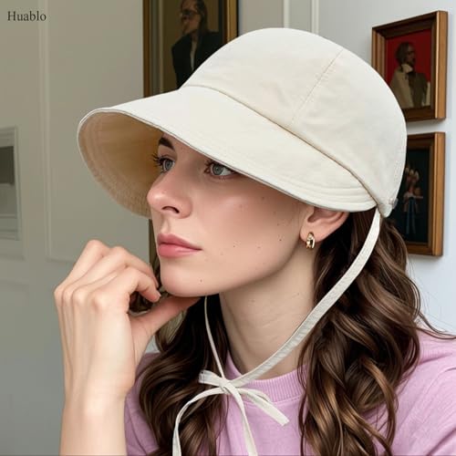 Womens Sun Hat Wide Brim UPF 50+ UV Protection Foldable Packable Sun Shield Hat for Women, Ponytail Outdoor Fishing Hat - color: Upgraded Off - White