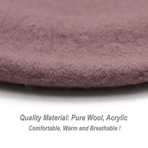 Wheebo Wool Beret Hat,Solid Color French Style Winter Warm Cap for Women Girls Lady - color: Cameo Brown