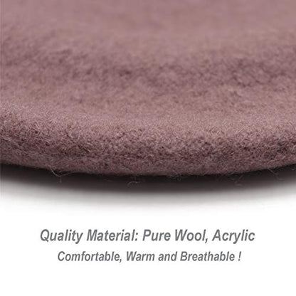 Wheebo Wool Beret Hat,Solid Color French Style Winter Warm Cap for Women Girls Lady - color: Cameo Brown