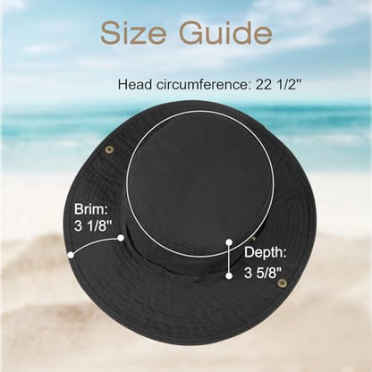 Bucket Hat UV Protection Sun Hat, Boonie Fishing Safari Hats for Outdoors - color: Black