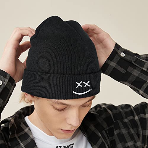 Cool Graphic Beanie for Men and Women - Black - color: Smiley1