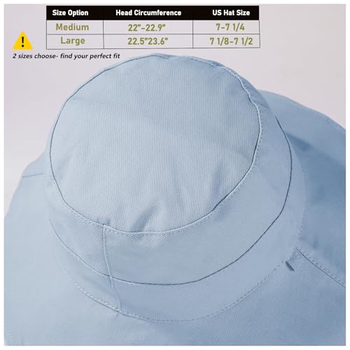 vidsel Womens Sun Hats Wide Brim Reversible Bucket Cotton Hat with Hat Clip - color: Medium-beige+blue, size: Medium
