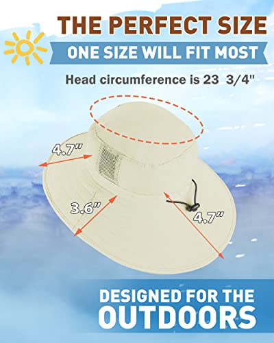 Tirrinia Sun Hats for Women, Wide Brim Hat with Ponytail Hole - color: Tan#23.23'' Head