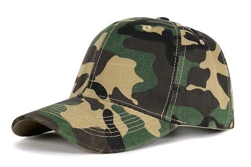 Edoneery Baseball Cap for Men and Women, Low Profile Washed Cotton Dad Hat - color: Camo