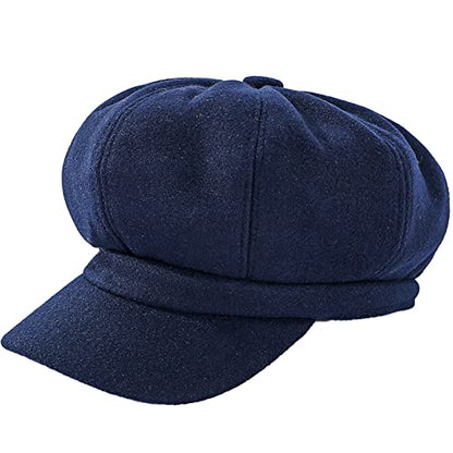 Newsboy Caps for Women Classic Beret Hats Autumn Winter Cap - color: Navy Blue