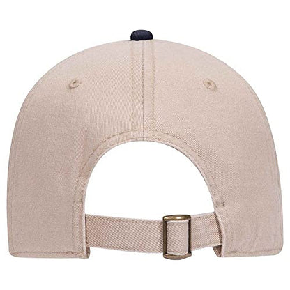 Ashen Fane 6 Panel Low Profile Garment Washed Superior Cotton Twill Dad Hat with Buckle - color: Nvy Kha