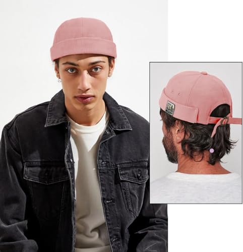 Glamorstar Dome Brimless Hats for Women Men Sailor Docker Beanie Cap Hip Hop Hats - color: Pink D