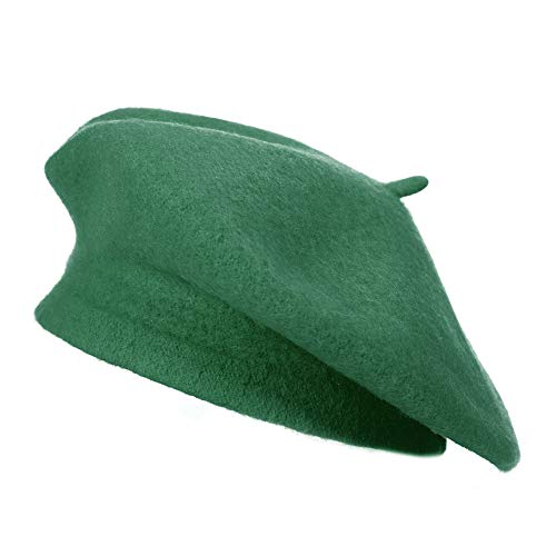 ZLYC Wool French Beret Hat Solid Color Classic Artist Cap for Women - color: Green