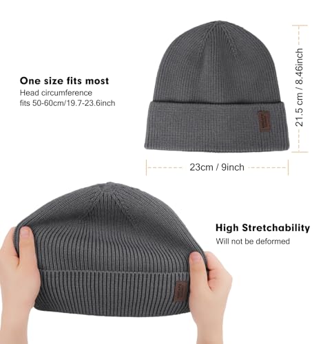 Wmcaps Winter Beanie for Men Women, Soft Warm Fleece Lined Knit Hat - color: Charcoal Gray