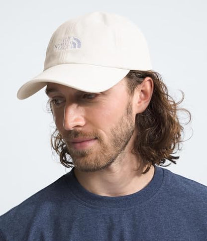The North Face Norm Baseball Hat | Shallow Fit Ball Cap with Embroidered Logo, Adjustable Strap Closure & Silver Buckle - color: White Dune/Raw Undyed