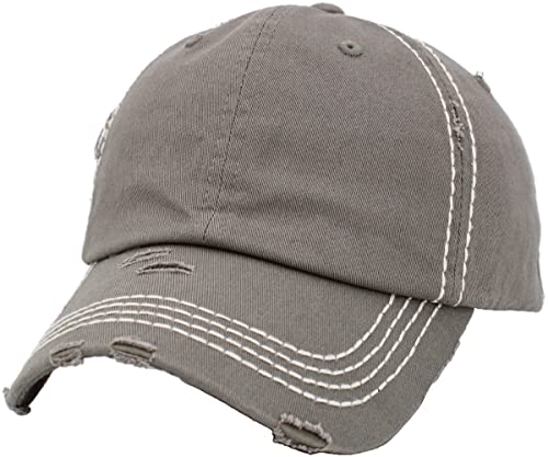 KBETHOS Vintage Washed Distressed Cotton Dad Hat Baseball Cap Adjustable Polo Trucker Unisex Style Headwear - color: Moss With Stitching
