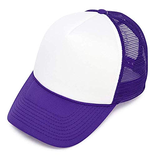 MR.R Sublimation Blanks Polyester Mesh Cap Mesh Hat Two Tone Trucker Summer Mesh Cap with Adjustable Snapback,2pcs per Pack - color: Purple