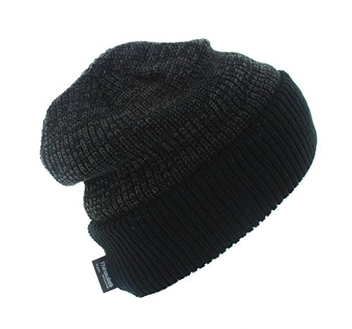 Milani Thinsulate 40 Gram Windchill Insulated Winter Cold Weather Beanie Skull Cap - color: Gray/Solid Black Cuff