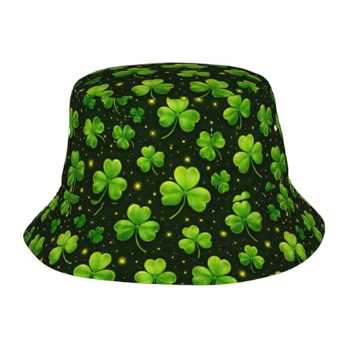 Bucket Hat Unisex for Men Women Cute Funny Fashion Fishing Hat Trippy Art Casual Fisherman Cap - color: Clover