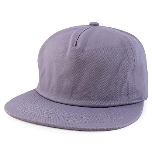 Trendy Apparel Shop Plain Unstructured 5 Panel Flat Bill Snapback Baseball Cap - color: Grey