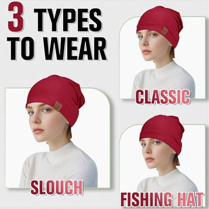 Beanie Cotton Soft and Skin Friendly Unisex Beanie Hat Beanies Hats Men Slouchy Beanie Hats for Women - color: Red