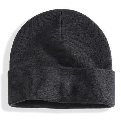Connectyle Men's Cuffed Beanie Hat Double Layer Knit Winter Watch Cap - color: Black