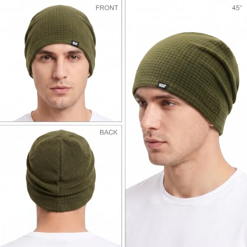 LONGLONG Winter Slouchy Beanie Hat Lightweigh Warm Skull Cap for Men Women - color: Heather Military Green